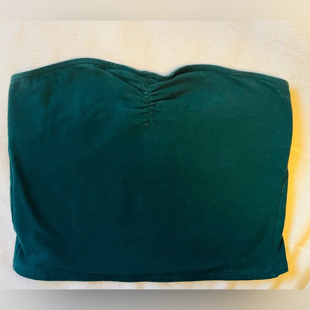 sky and sparrow dark green tube top, medium
